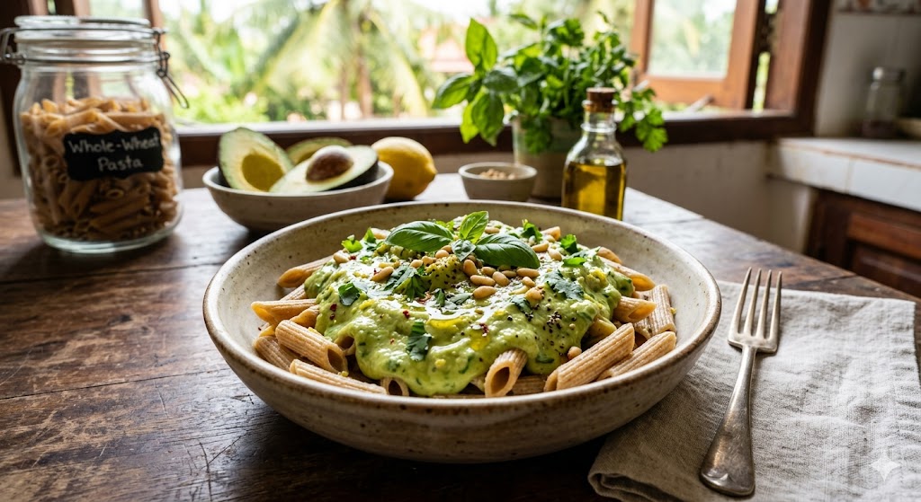 Pasta Whole-Wheat dengan Saus Avocado yang "Creamy"