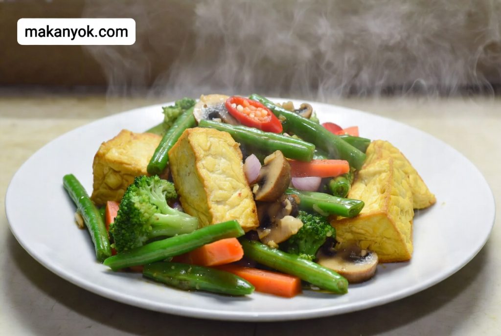 Tumis Tahu Tempe dengan Banyak Sayur