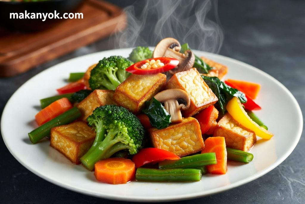 Tumis Tahu Tempe dengan Banyak Sayur