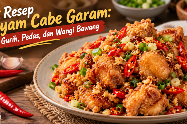 Resep ayam cabe garam yang renyah, gurih, pedas, dan wangi bawang