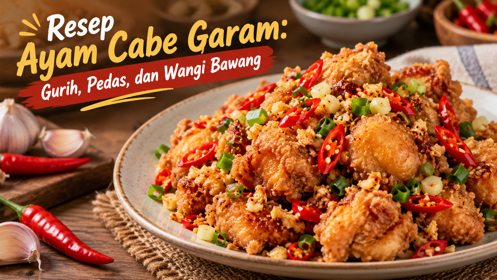 Resep ayam cabe garam yang renyah, gurih, pedas, dan wangi bawang
