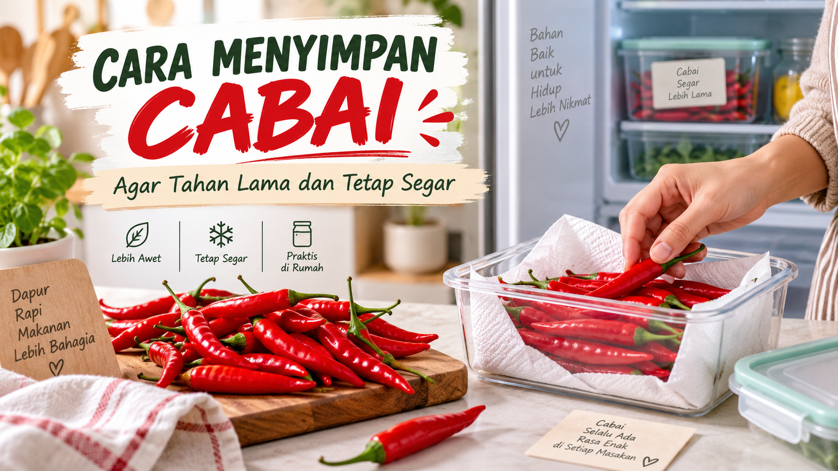 Cara menyimpan cabai agar tahan lama dan tetap segar di kulkas