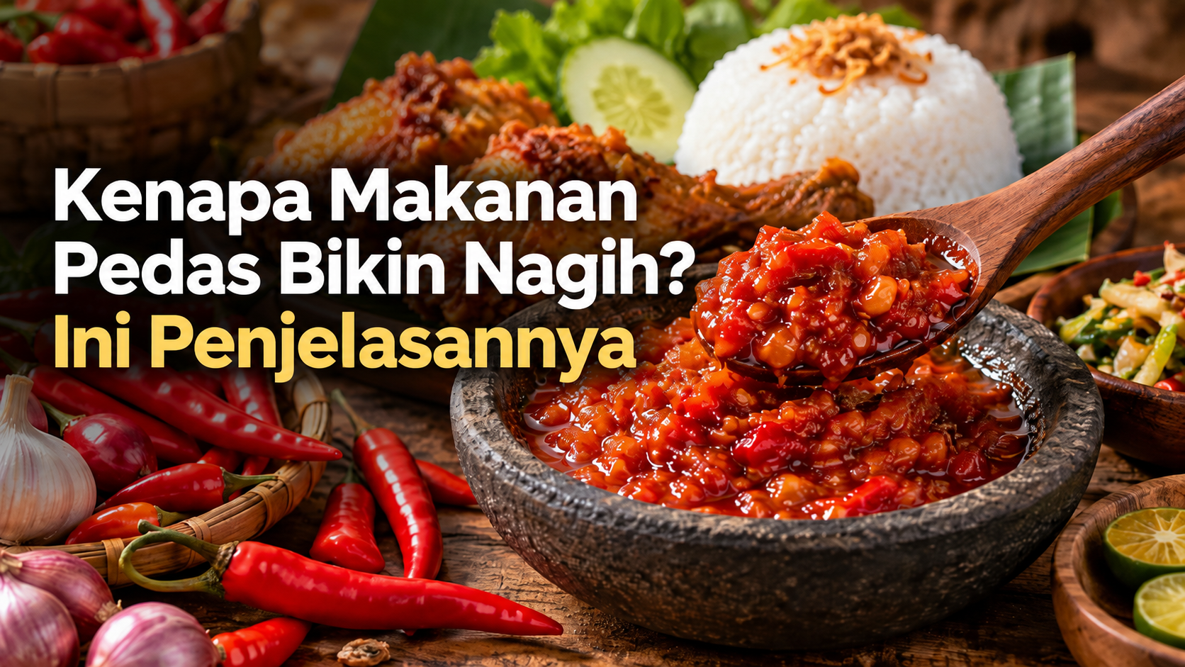 Makanan pedas dengan sambal cabai yang menggambarkan alasan kenapa makanan pedas bikin nagih